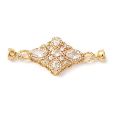 Brass Micro Pave Clear Cubic Zirconia Fold Over Clasps