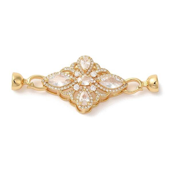 Brass Micro Pave Clear Cubic Zirconia Fold Over Clasps