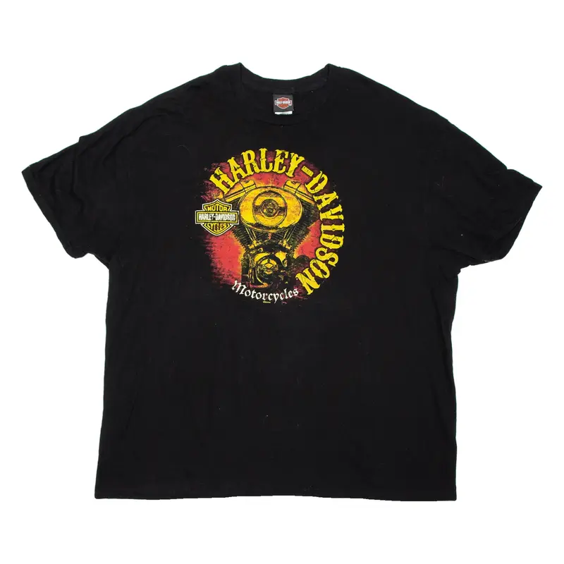 HARLEY DAVIDSON Mens Biker T-Shirt Black 3XL