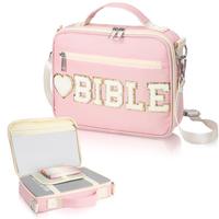 Bible Case for Christian Girl Bible bag with Shoulder Strap Bible Chenille Letter Bible Cover Case Durable Canvas material Ca...