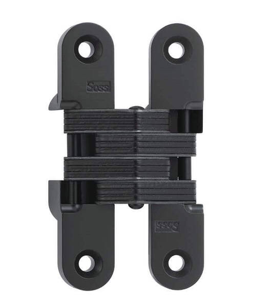 Soss Model 212 Invisible Hinge For 1-1/8 To 1-3/8 Thick Wood Or Metal Applications, Matte Black
