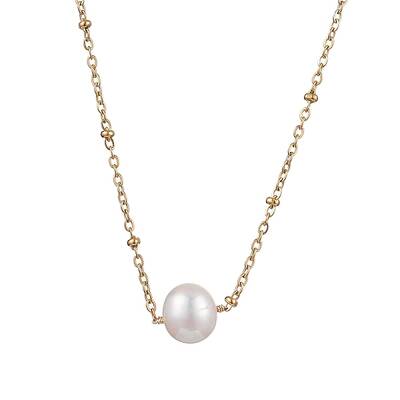 Round Natural Cultured Freshwater Pearl Pendant Necklaces
