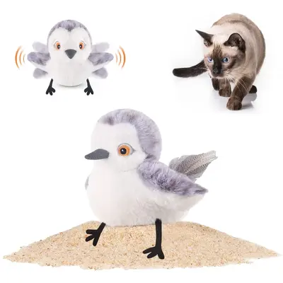 Potaroma Cat Toys Flapping Bird (No Flying),Lifelike Bird Chirp Tweet Touch-Activated Kitten Toy Rechargeable Interactive Cat...