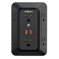USB Wall Charger, 6 Outlet Extender with 4 USB Charging Ports 3-Sided Power Strip Multi Plug Outlets Wall Adapter Spaced for ...