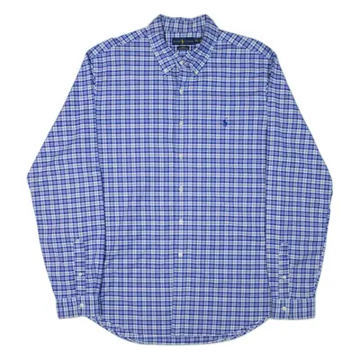 RALPH LAUREN Slim Fit Mens Shirt Blue Plaid Long Sleeve 2XL