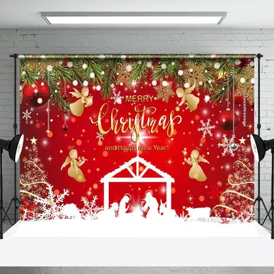 Aperturee Red Snowy Merry Christmas Happy New Year Backdrop | Winter Wonderland Backdrop | Christmas Photo Booth Backdrop | D...
