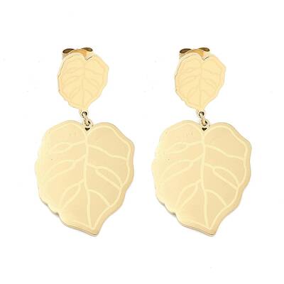 Leaf 304 Stainless Steel Dangle Earrings