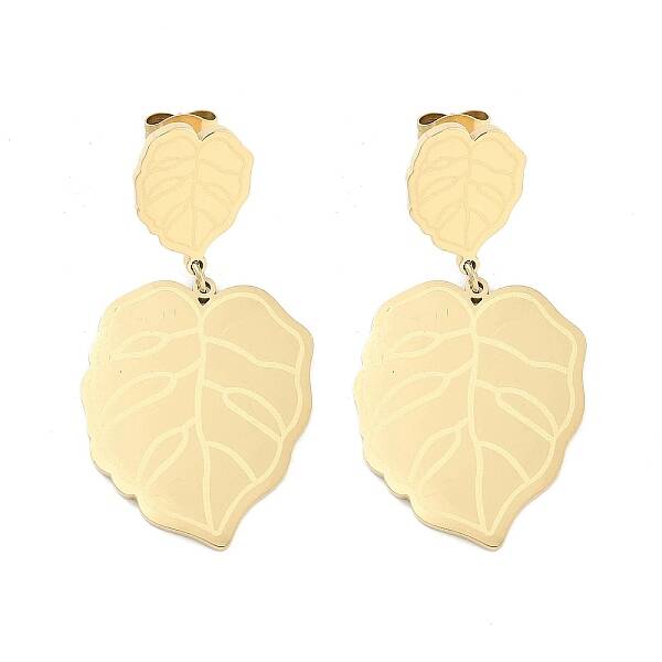 Leaf 304 Stainless Steel Dangle Earrings