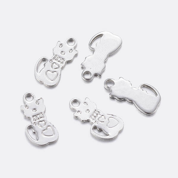 Non-Tarnish 304 Stainless Steel Kitten Charms