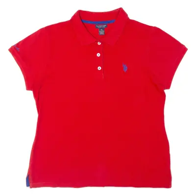 US POLO ASSN Girls Polo Shirt Red XL