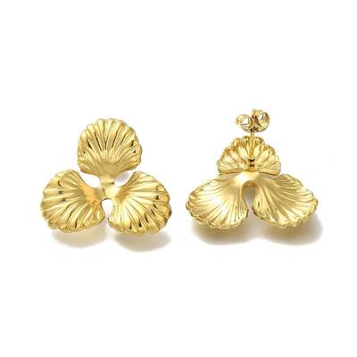 Ion Plating(IP) 304 Stainless Steel Flower Stud Earrings for Women