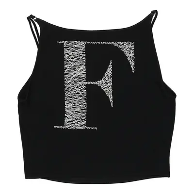 Gianfranco Ferre Cropped Cami Top - Large Black Nylon | Size: large