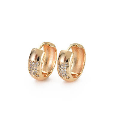 Real 18K Gold Plated Brass Chunky Huggie Hoop Earrings