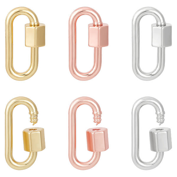 6Pcs 3 Colors Brass Screw Carabiner Lock Charms