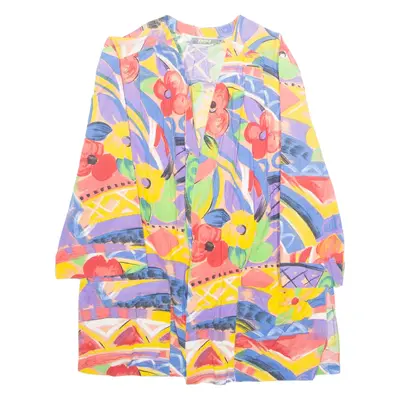 KARTING Womens Kimono Blouse Pink Long Sleeve Crazy Pattern M