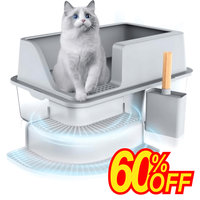 Enclosed XXL Stainless Steel Litter Box with High Sides, Easy to clean, Extra Large Litter Box for Big Cats