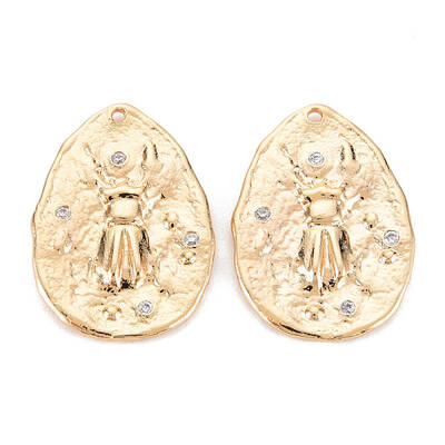 Brass Micro Pave Clear Cubic Zirconia Pendants