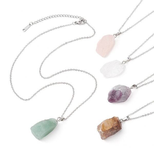 Natural Mixed Gemstone Nugget Pendant Necklaces