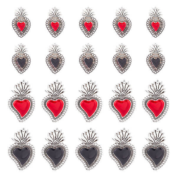20Pcs 4 Styles Alloy Enamel Pendants