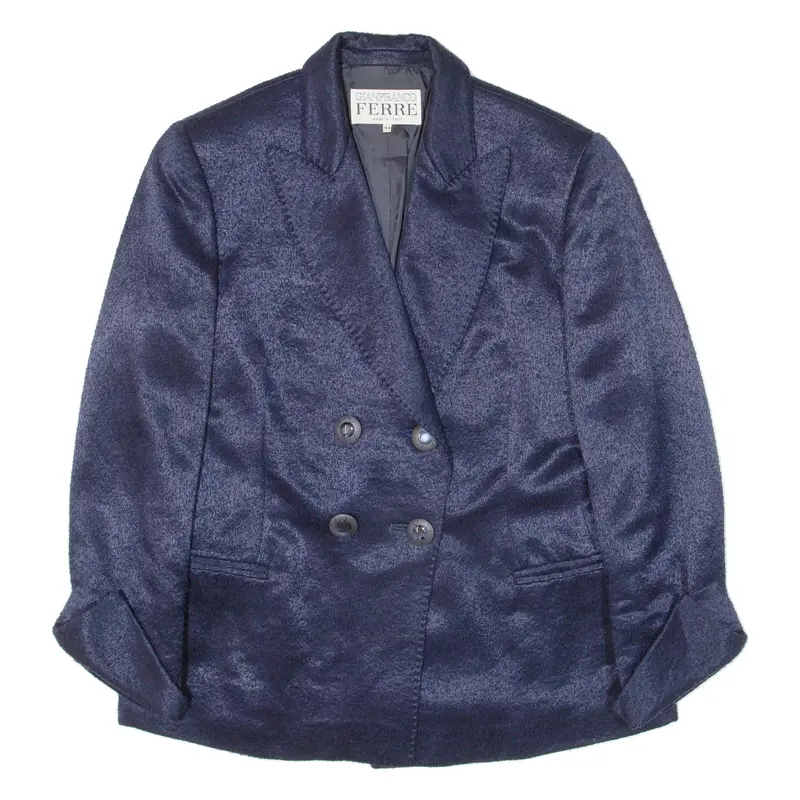 GIANFRANCO FERRE Womens Blazer Jacket Blue Knit Wool M