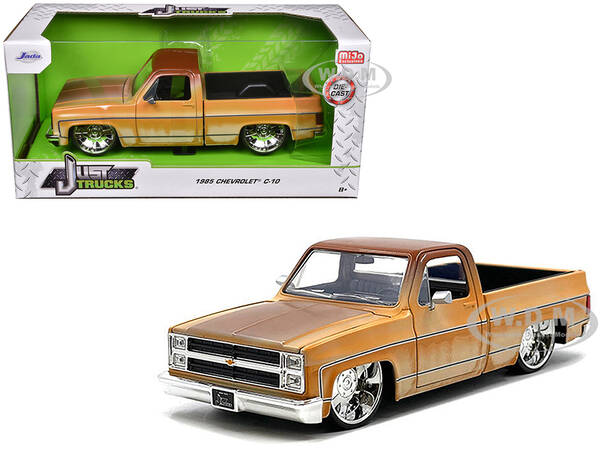 1985 Chevrolet C-10 Pickup Truck Yellow with Brown Top (Rusted) and JD3 Wheels Just Trucks Series 1/24 Diecast Model Car by J...