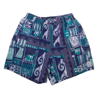 GREAT ESCAPES Mens Casual Shorts Blue Relaxed 90s Crazy Pattern M W26