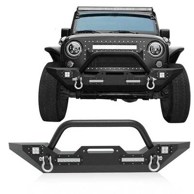 YITAMOTOR® Front Bumper for 2007-2018 Jeep Wrangler JK Rock Crawler W/ LED Lights & D-Rings