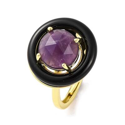 Rack Plating Round Brass Enamel Adjustable Rings