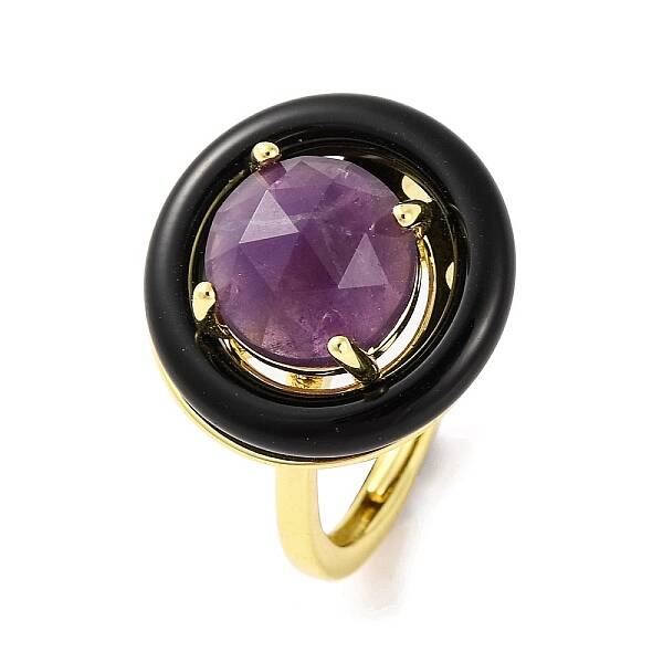 Rack Plating Round Brass Enamel Adjustable Rings
