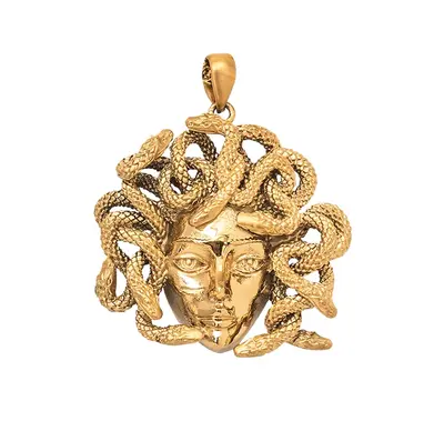 Sterling Silver with Yellow Gold Plated Medusa Pendant Charms