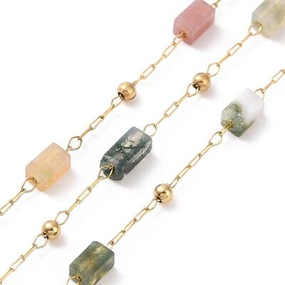 Natural Indian Agate Rectangle Beaded Chains
