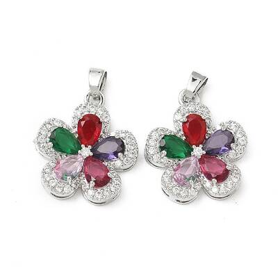 Brass Micro Pave Cubic Zirconia Pendants