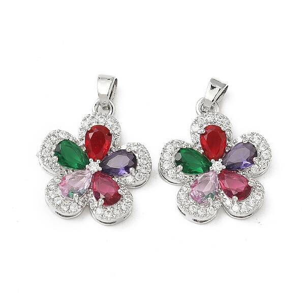 Brass Micro Pave Cubic Zirconia Pendants