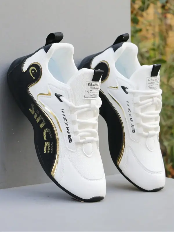 Men's Summer 2024 Fashion Patchwork Design Lace Up Low Top Sneakers, Casual Comfortable Breathable Sports Running Shoes For O...