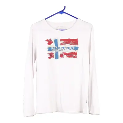 Age 14 Napapijri Long Sleeve T-Shirt - Large White Cotton
