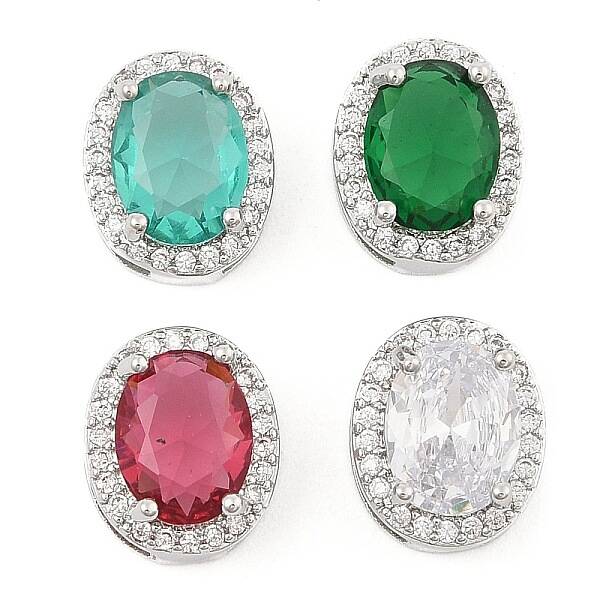 Brass Micro Pave Cubic Zirconia Slide Charms