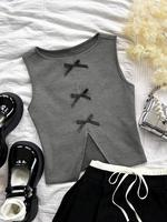 Women's Plain Bow Decor  Crop Tank Top, Casual Sleeveless Top for Summer, Ladies Clothes for Daily Wear