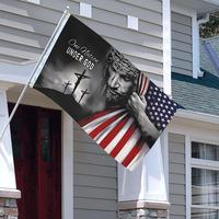 One Nation Under God Flag, 1 Count 3x5 Christian Patriotic American Flag with Jesus & Cross Design, Durable Polyester Outdoo...