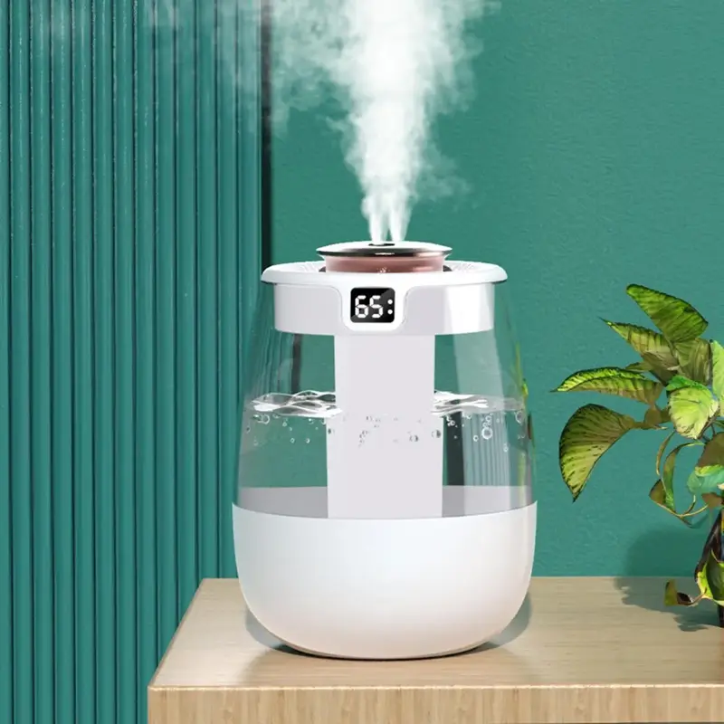 Large Capacity Dual-spray Humidifier, USB Powered Humidifier with Warm Night Light & Humidity Display, Suitable for Home, Of...
