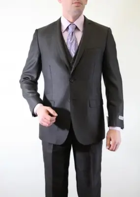 Brown Tweed Suit - Two Button Front Closure - Flat Front-Tapered