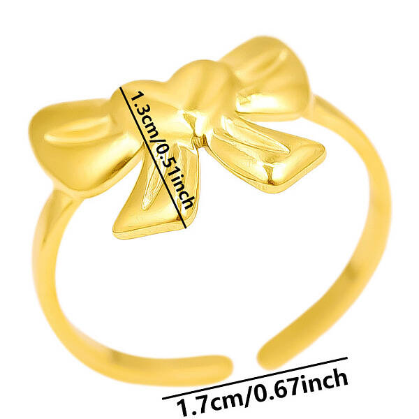 304 Stainless Steel Bowknot Open Cuff Ring for Women