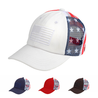 C.C 4th of July Cotton Brushed Embroidery with American Flag Printed Baseball Cap - Unisex