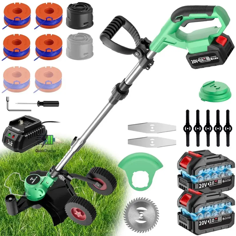 Muylux UPGRADED 20V Grass Cutter Battery Powered 4-in-1 Cordless Lawn Edger & String Trimmer with 2 x 4.0AH Li-ion Batteries ...
