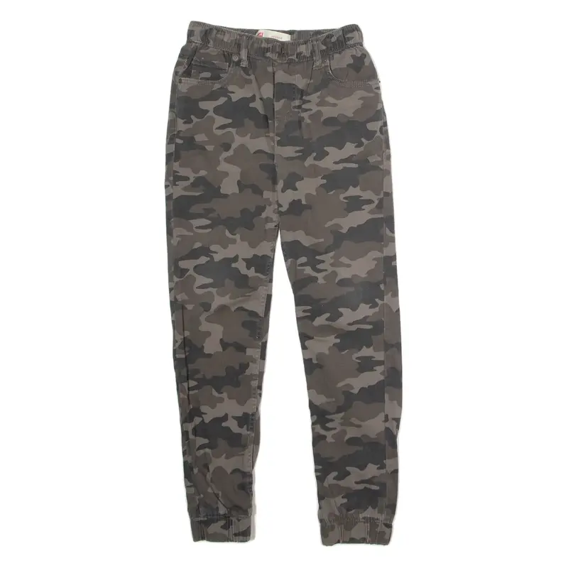 LEVI'S Camouflage Cuffed Boys Canvas Trousers Brown Regular Tapered W27 L29
