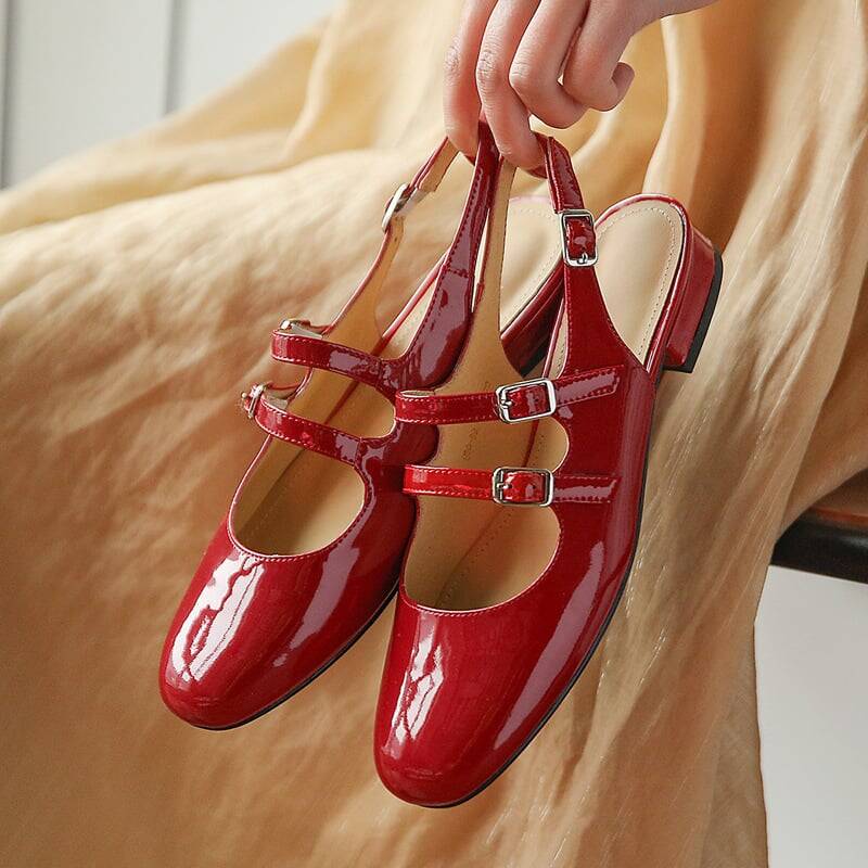 CHIKO Hortensia Round Toe Block Heels Slingback Shoes