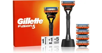 Gillette Fusion5 razor with stand + 5 spare blades