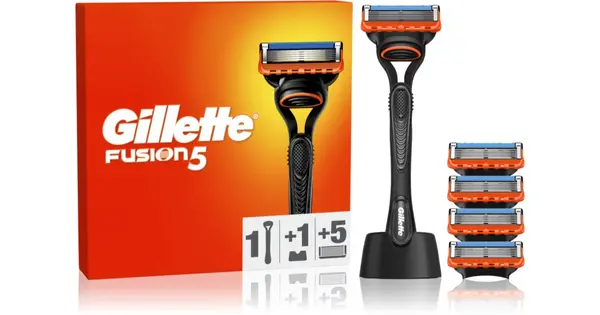 Gillette Fusion5 razor with stand + 5 spare blades