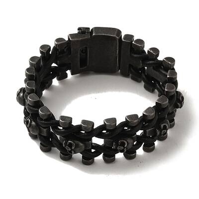 304 Stainless Steel Skull Link Chain Bracelets for Men