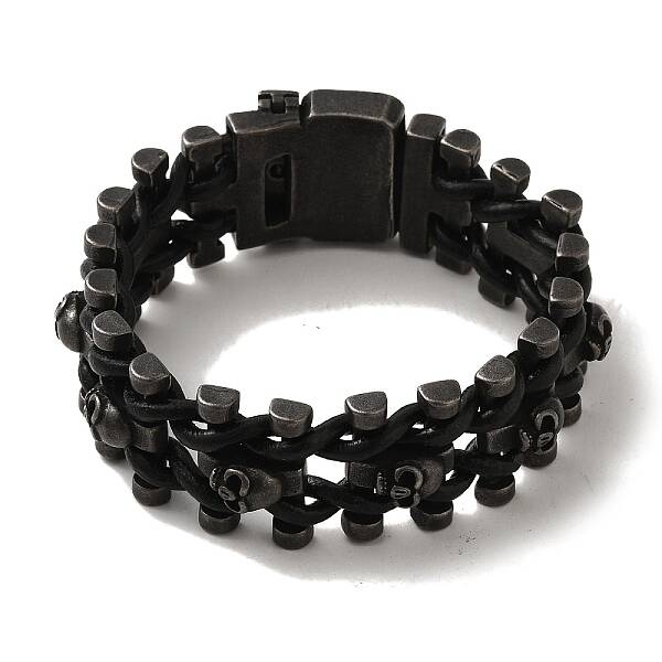 304 Stainless Steel Skull Link Chain Bracelets for Men