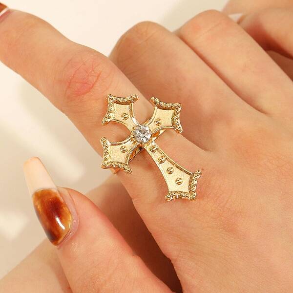 Adjustable Alloy Rhinestones Finger Rings for Women